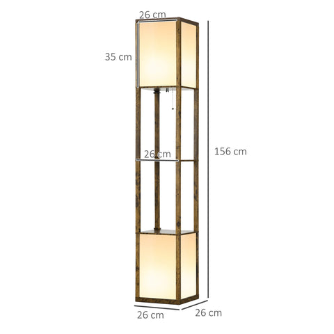 HOMCOM Modern Shelf Floor Lamp with Dual Ambient Light, Standing Lamp Living Room, Bedroom, 156cm, Brown