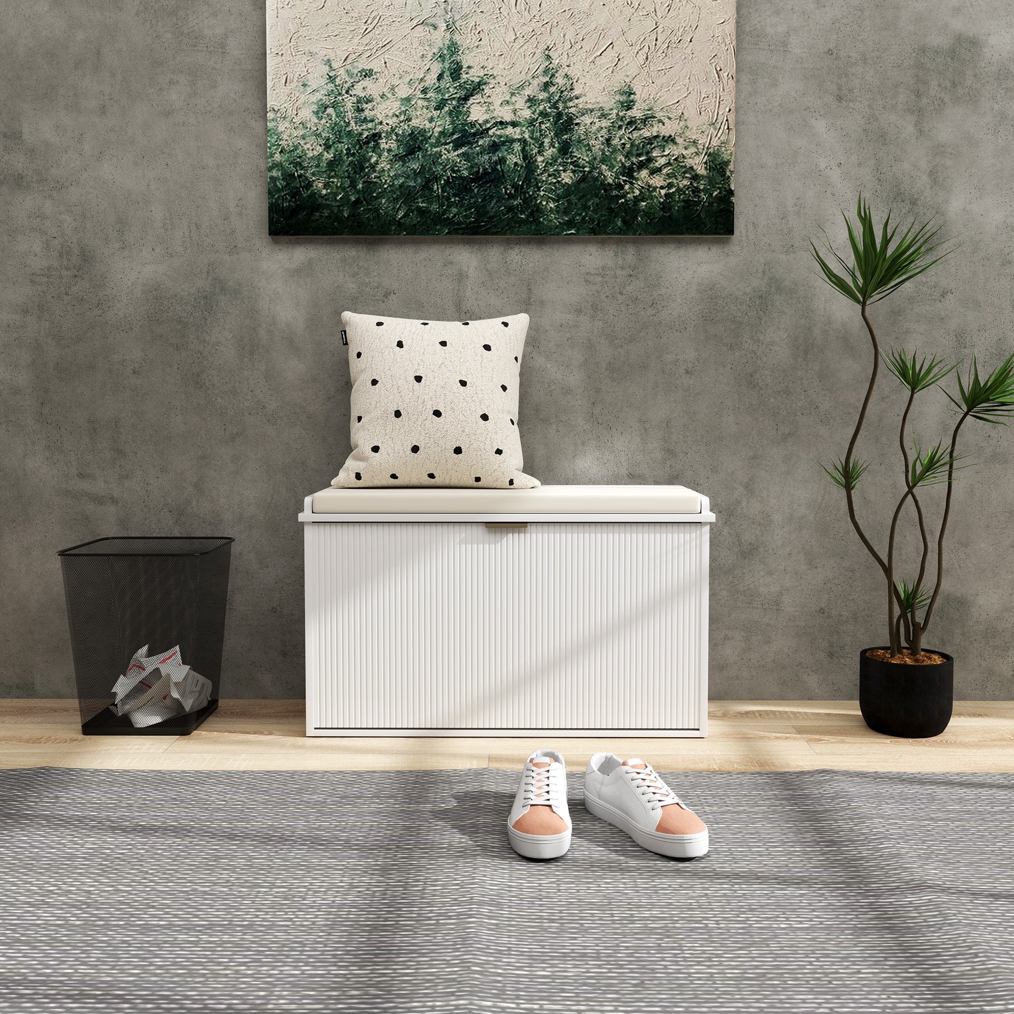 HOMCOM Elegant Eight Shoe Bench, with Top Seat - White