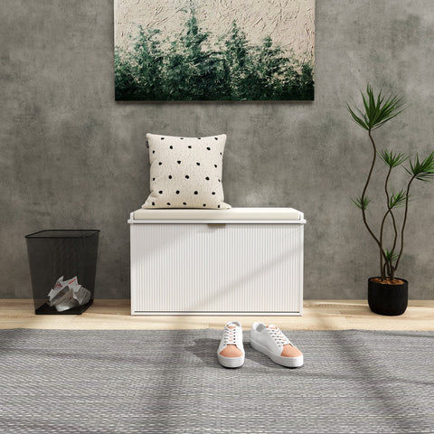 HOMCOM Elegant Eight Shoe Bench, with Top Seat - White