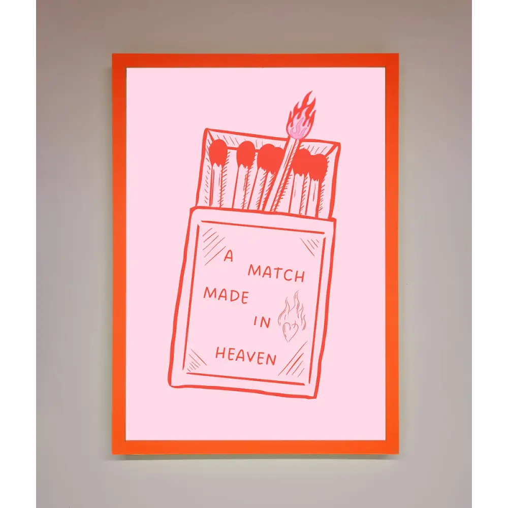 A Match Made In Heaven Framed Wall Art - A3 (29.7 x 42 cm) / Neon Orange - Framed Print