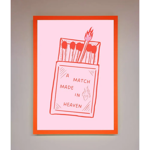 A Match Made In Heaven Framed Wall Art - A3 (29.7 x 42 cm) / Neon Orange - Framed Print