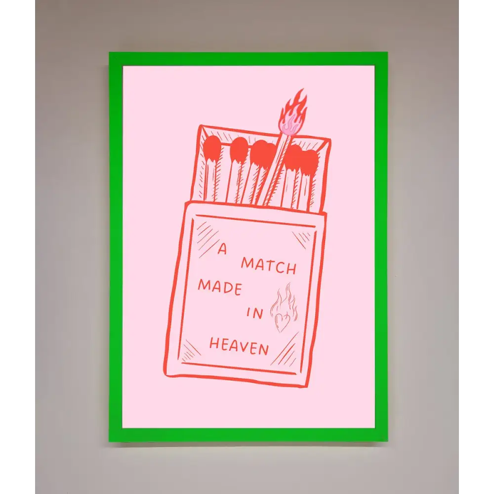 A Match Made In Heaven Framed Wall Art - A3 (29.7 x 42 cm) / Neon Dark Green - Framed Print