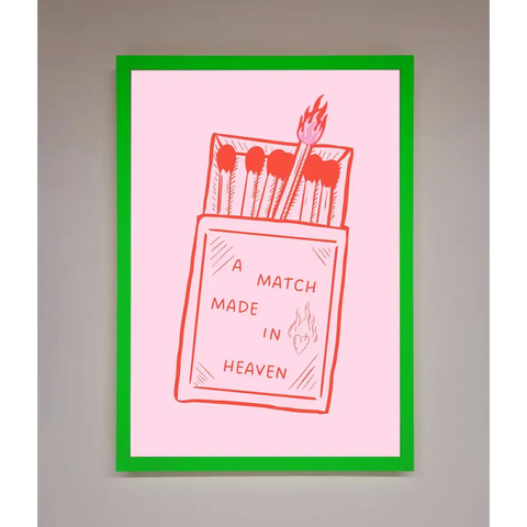 A Match Made In Heaven Framed Wall Art - A3 (29.7 x 42 cm) / Neon Dark Green - Framed Print