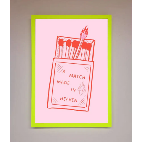 A Match Made In Heaven Framed Wall Art - A3 (29.7 x 42 cm) / Neon Green - Framed Print