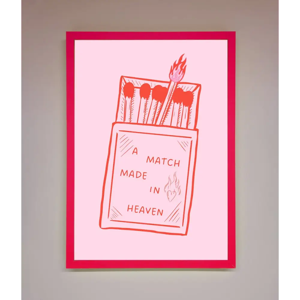 A Match Made In Heaven Framed Wall Art - A3 (29.7 x 42 cm) / Neon Pink - Framed Print
