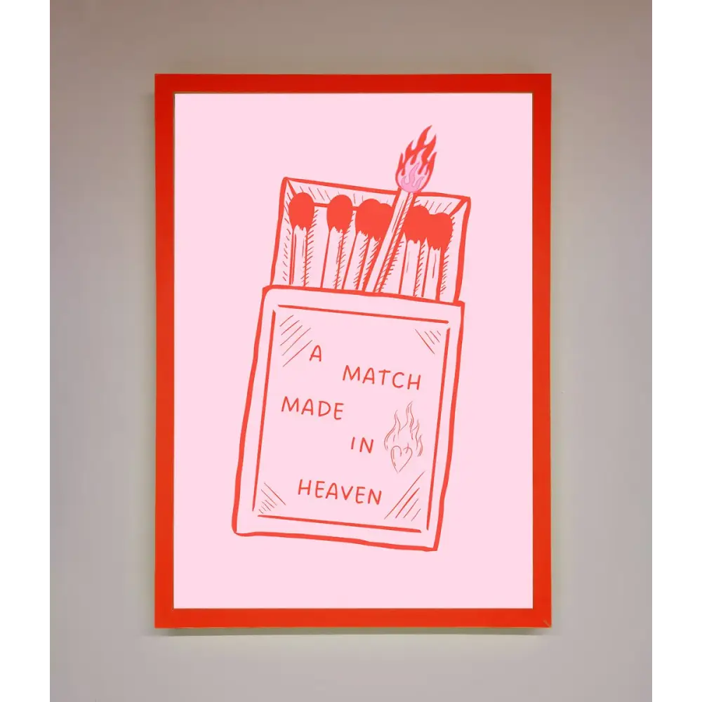 A Match Made In Heaven Framed Wall Art - A3 (29.7 x 42 cm) / Neon Red - Framed Print