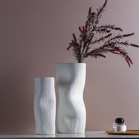 A Set Of Two Ceramic Vases, Blue/ White