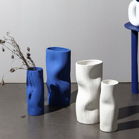 A Set Of Two Ceramic Vases, Blue/ White