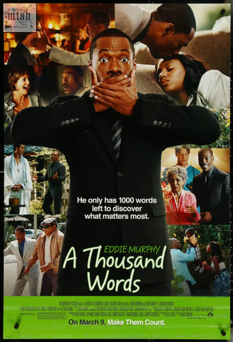 Movie poster of eddie murphy in a black suit with shocked expression for a thousand words double-sided advance