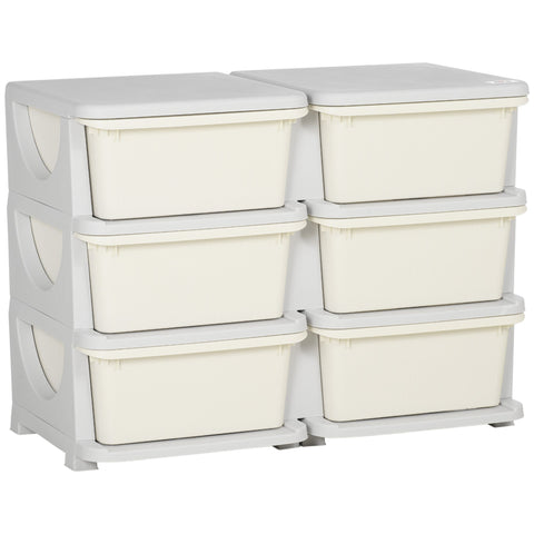 HOMCOM Kids Storage Unit, with Six Drawers - Cream