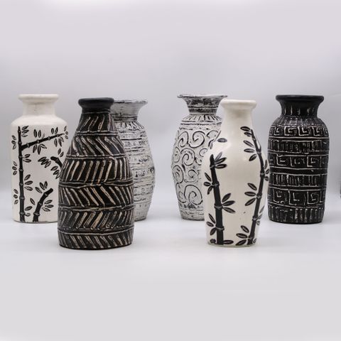 Bamboo Motif Dry Flowers Shaped Vase - Natural