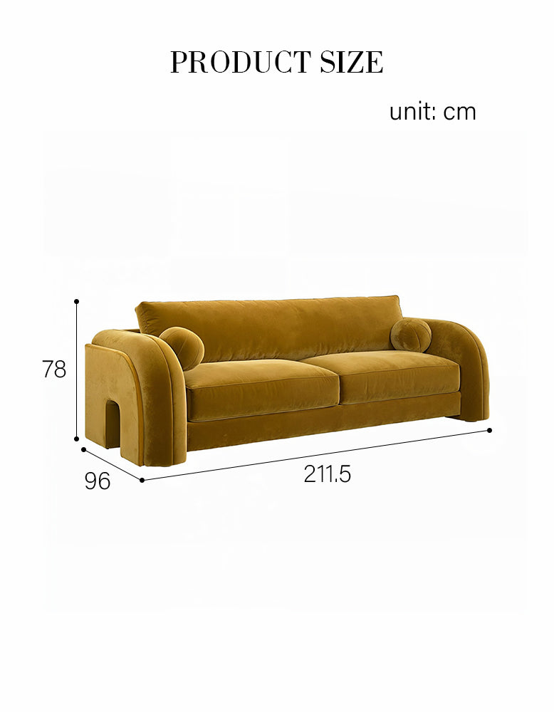 Voss Curved Two Seater Sofa, Velvet