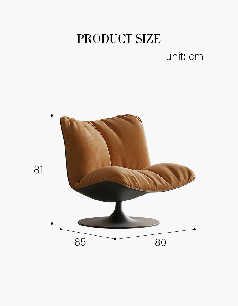 Ahn Lounge Chair, Swivel Armchair, Orange Suede