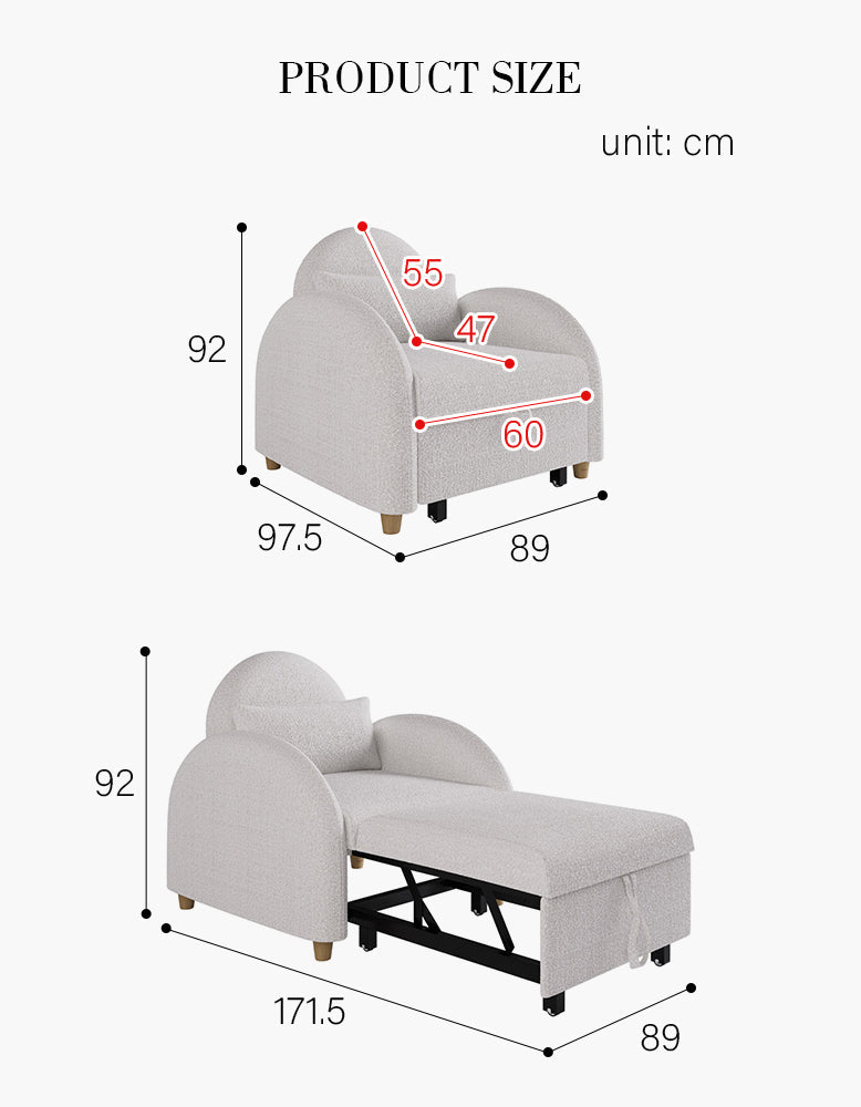 Goh Single Sofa Bed, Boucle