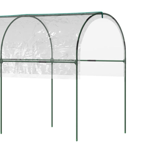Outsunny Tunnel Tomato Greenhouse with 4 Hoops and Top Tap, Pointed Bottom and Guy Ropes, 400 x 123 x 171 cm, Clear