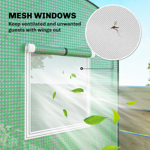 Outsunny Mini Greenhouse, Garden Tomato Growhouse with Roll-Up Door and 2 Mesh Windows, PE Cover, 200 x 75 x 188 cm, Green