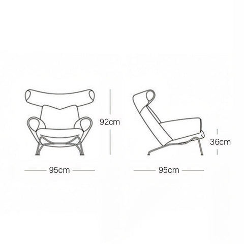 Ox Horns Armchair, Genuine Leather, Brown