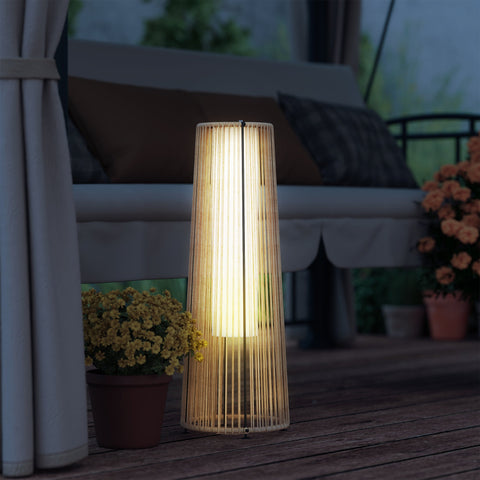 Outsunny Patio Garden Solar Powered Lights Woven Resin Wicker Lantern Auto On/Off
