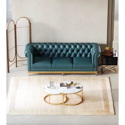 Abbado Chesterfield Three Seater Sofa Real Leather