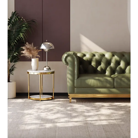 Abbado Chesterfield Three Seater Sofa Real Leather