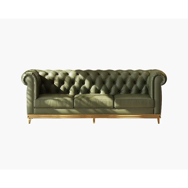 Abbado Chesterfield Three Seater Sofa Real Leather