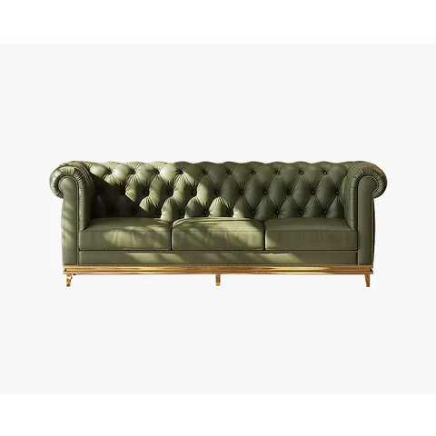 Abbado Chesterfield Three Seater Sofa Real Leather