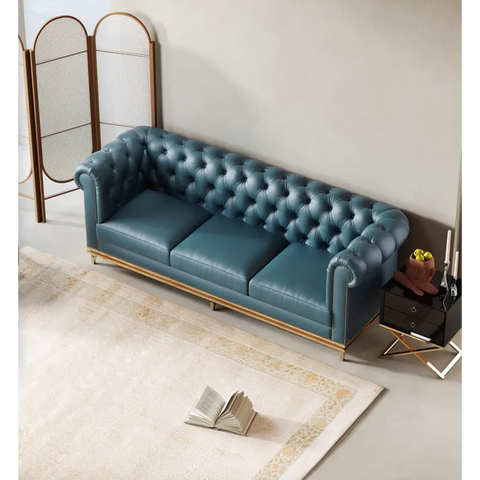Abbado Chesterfield Three Seater Sofa Real Leather