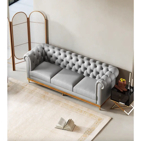 Abbado Chesterfield Three Seater Sofa Real Leather