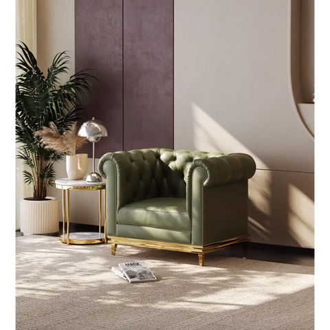 Abbado Chesterfield Three Seater Sofa Real Leather