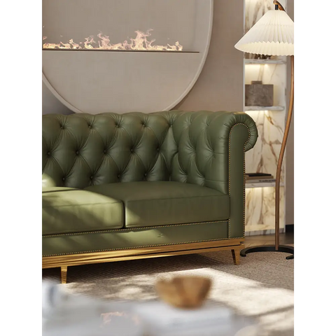 Abbado Chesterfield Three Seater Sofa Real Leather