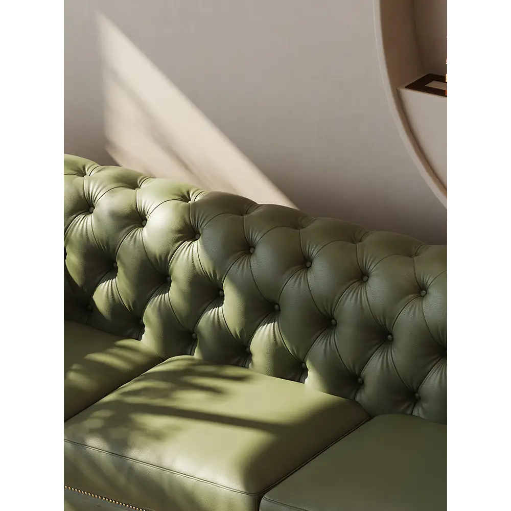 Abbado Chesterfield Three Seater Sofa Real Leather