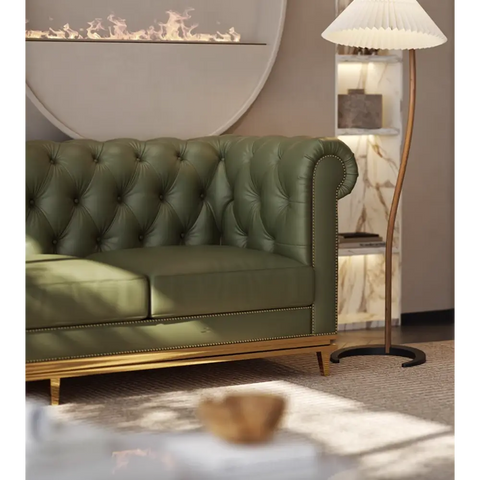 Abbado Chesterfield Three Seater Sofa Real Leather