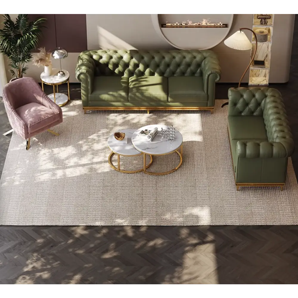 Abbado Chesterfield Three Seater Sofa Real Leather