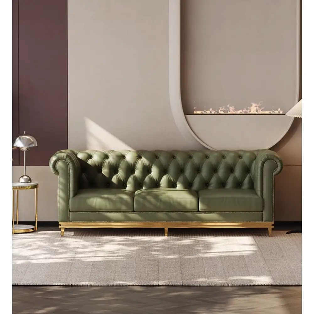 Abbado Chesterfield Three Seater Sofa Real Leather