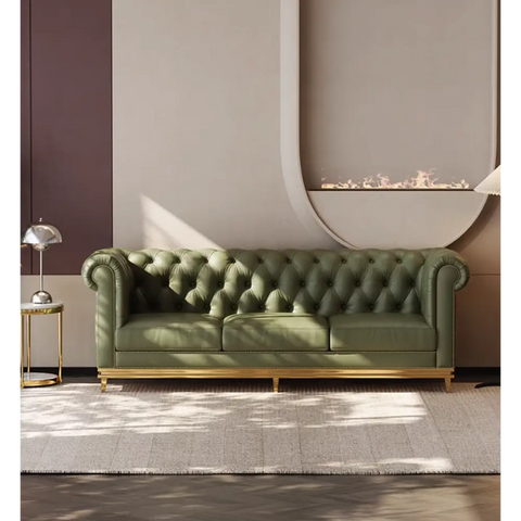 Abbado Chesterfield Three Seater Sofa Real Leather