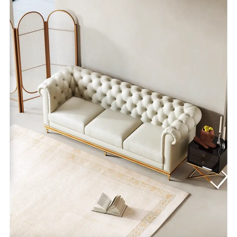 Abbado Chesterfield Three Seater Sofa Real Leather