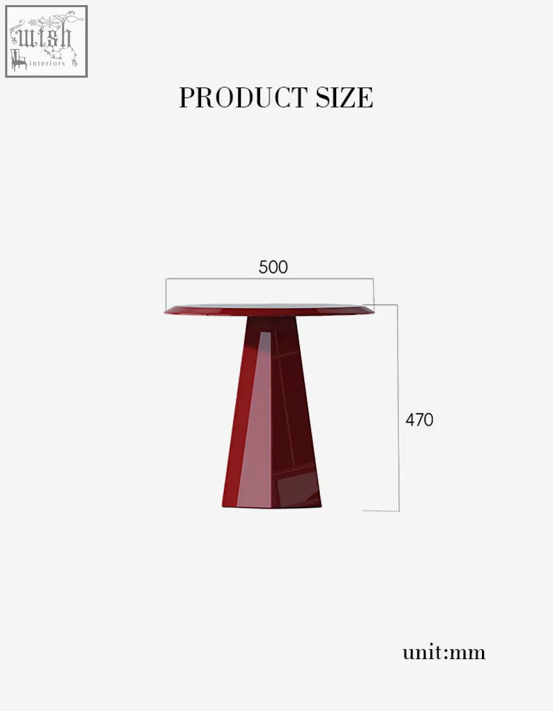 Abbott side table in red with a sleek glossy finish and tapered base perfect for a coffee table set or table set