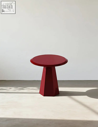 Abbott side table red with a glossy finish and geometric base perfect for a modern coffee table set