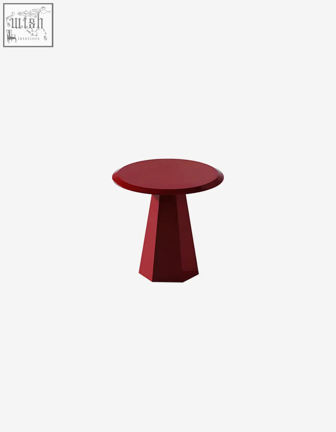 Abbott side table red with a glossy deep red finish and geometric base perfect for a modern coffee table set