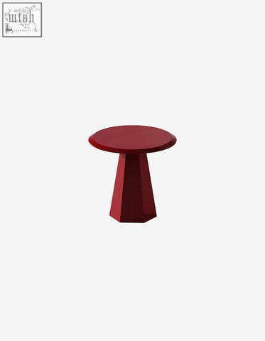 Abbott side table red with a glossy deep red finish and geometric base perfect for a modern coffee table set