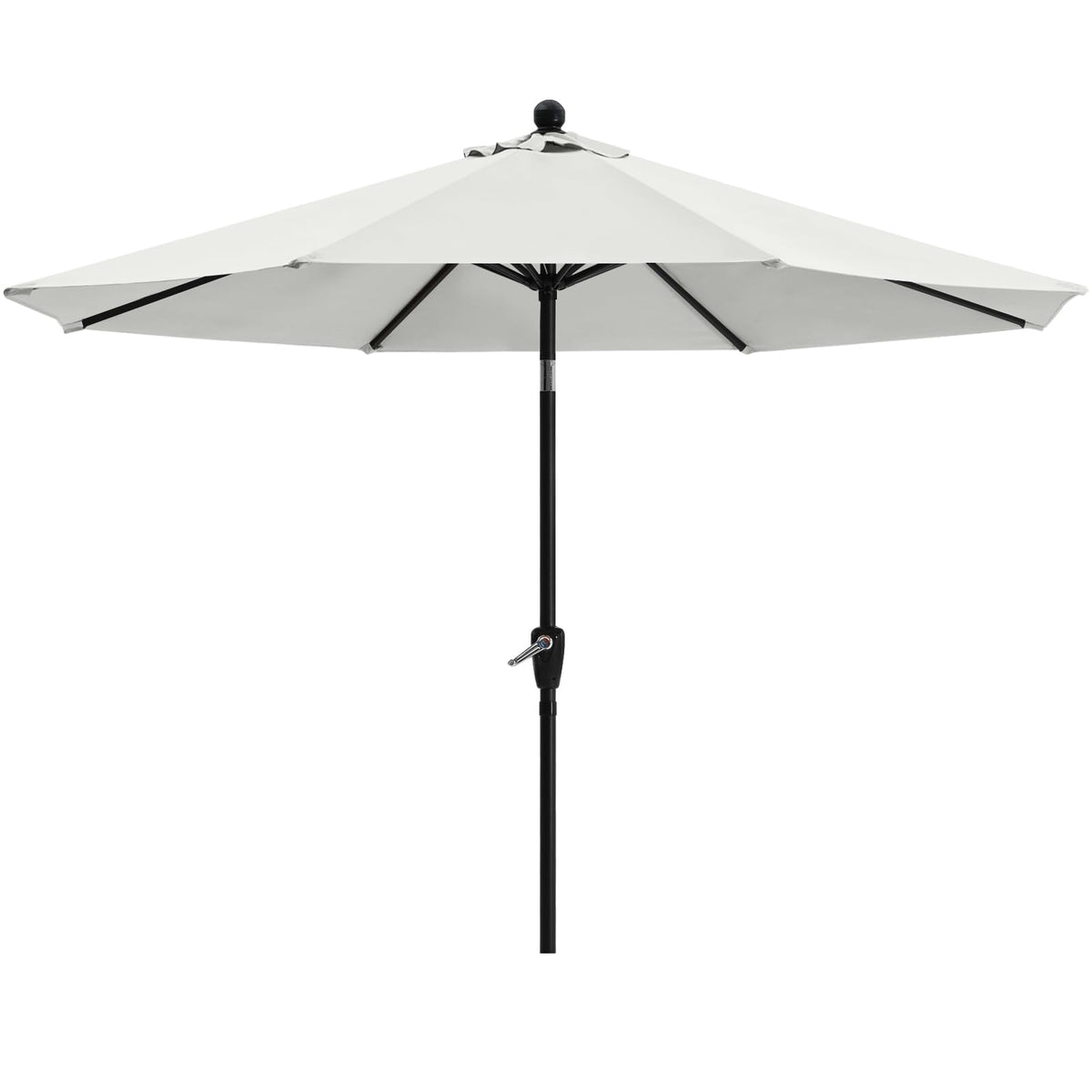 Beige abccanopy 2.3m patio umbrella with black metal frame and push button tilt crank for garden and backyard use