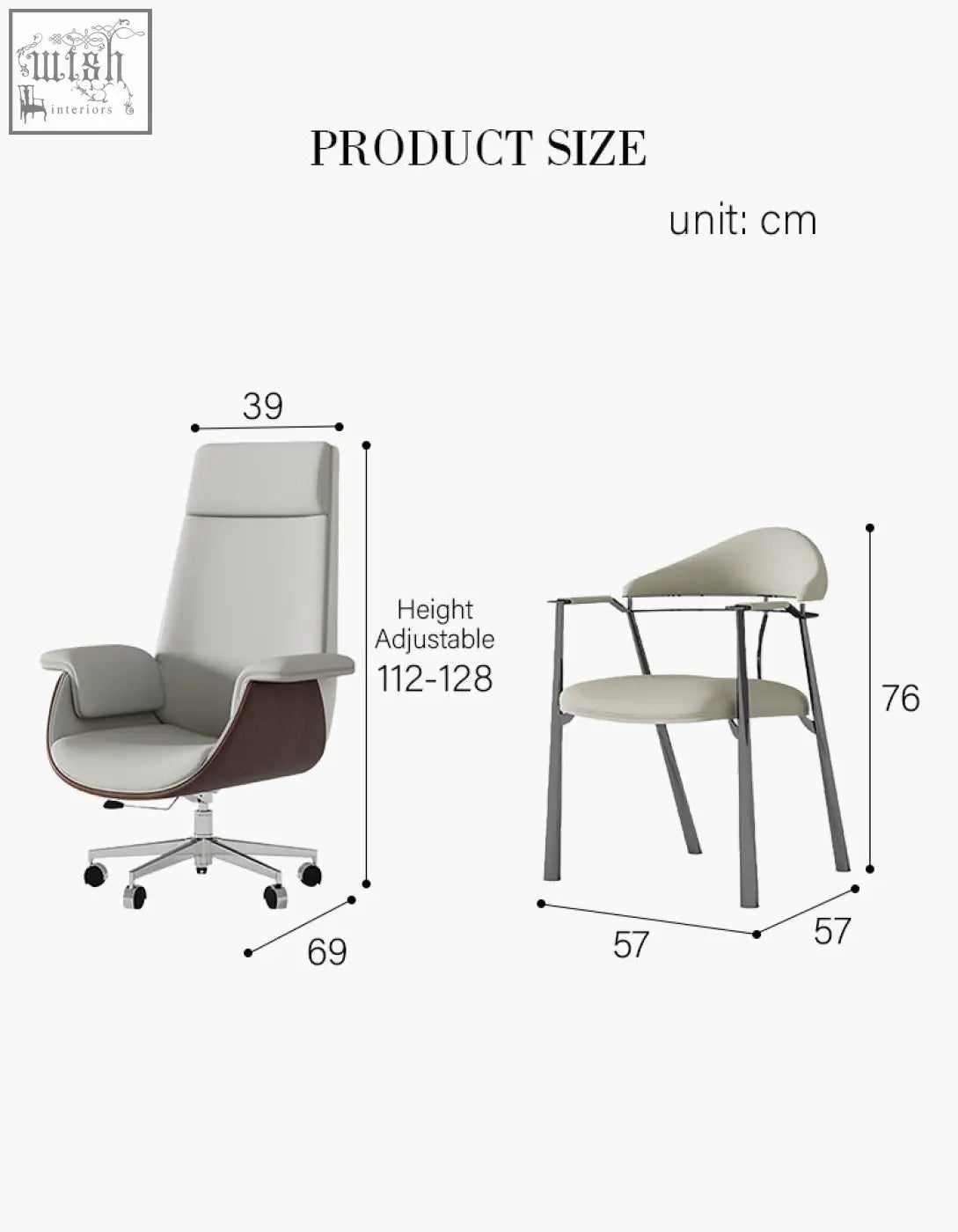 Modern office chair with light gray and dark brown leather next to abdi corner office desk with sintered stone top