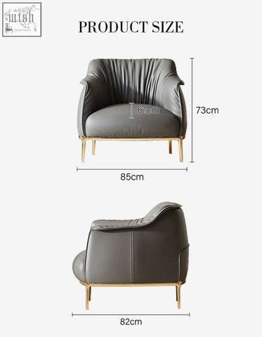 Abelard armchair leather gray leather with gold-tone metal legs cushioned design offer financing available shipping cost info
