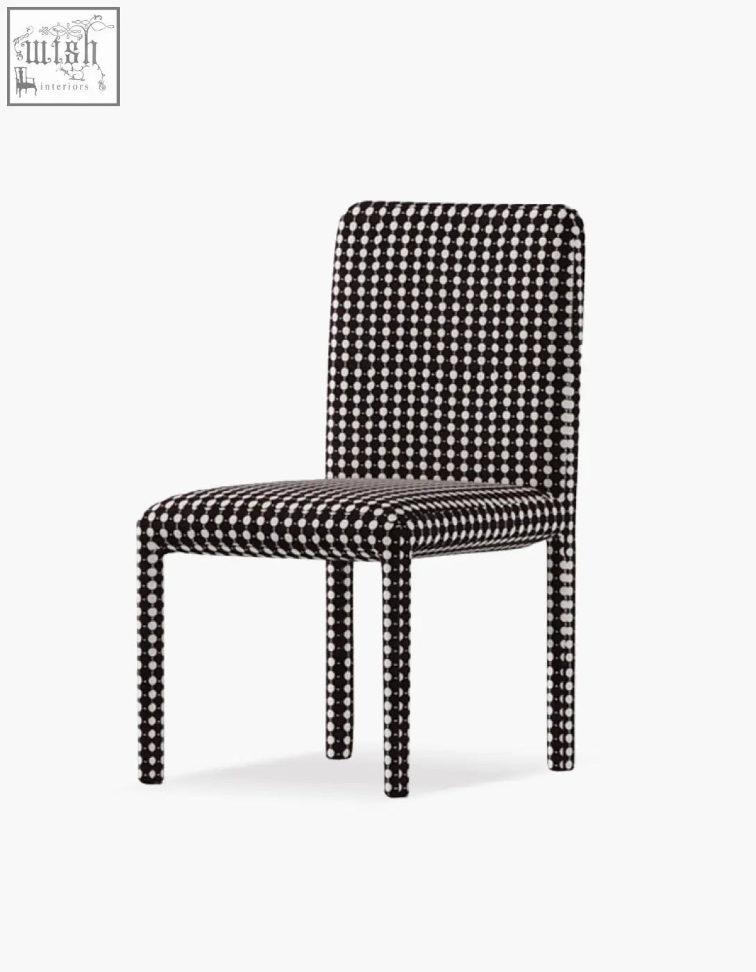 Abelson dining chair velvet with black and white houndstooth pattern and modern design perfect for coffee table set