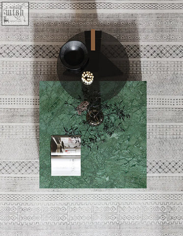 Sleek square green marble coffee table with glossy finish and subtle veining from the aberdeen coffee table set