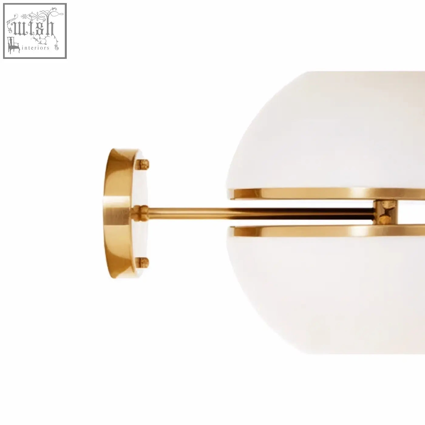 Abira brushed brass wall light with gold-toned sconce and frosted white glass ball shade for stylish lighting
