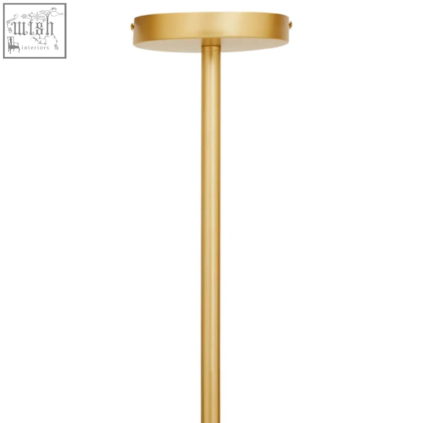 Abira fifteen arm gold finish pendant light with sleek gold cylindrical stem and circular top plate arm pendant light