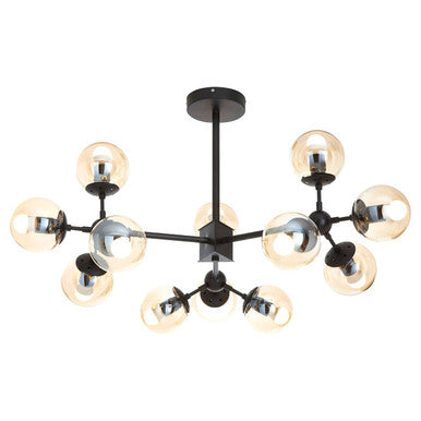 Abira Matte Black 12 Arm Pendant Light