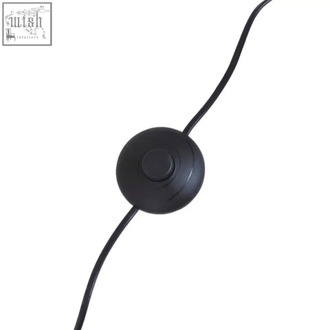Black circular audio jack plug with matte finish and cable for abira nickel and black marble floor lamp with black marble base