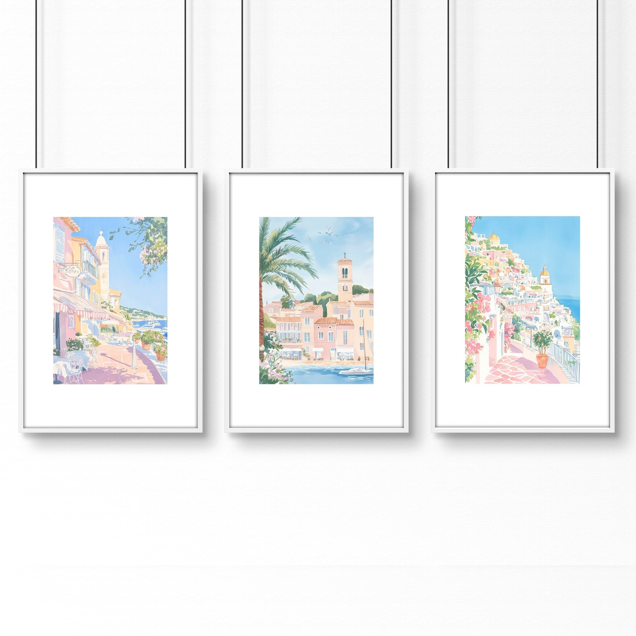 Above The Bed Wall Decor | Set of 3 Beach Decor Wall art Prints